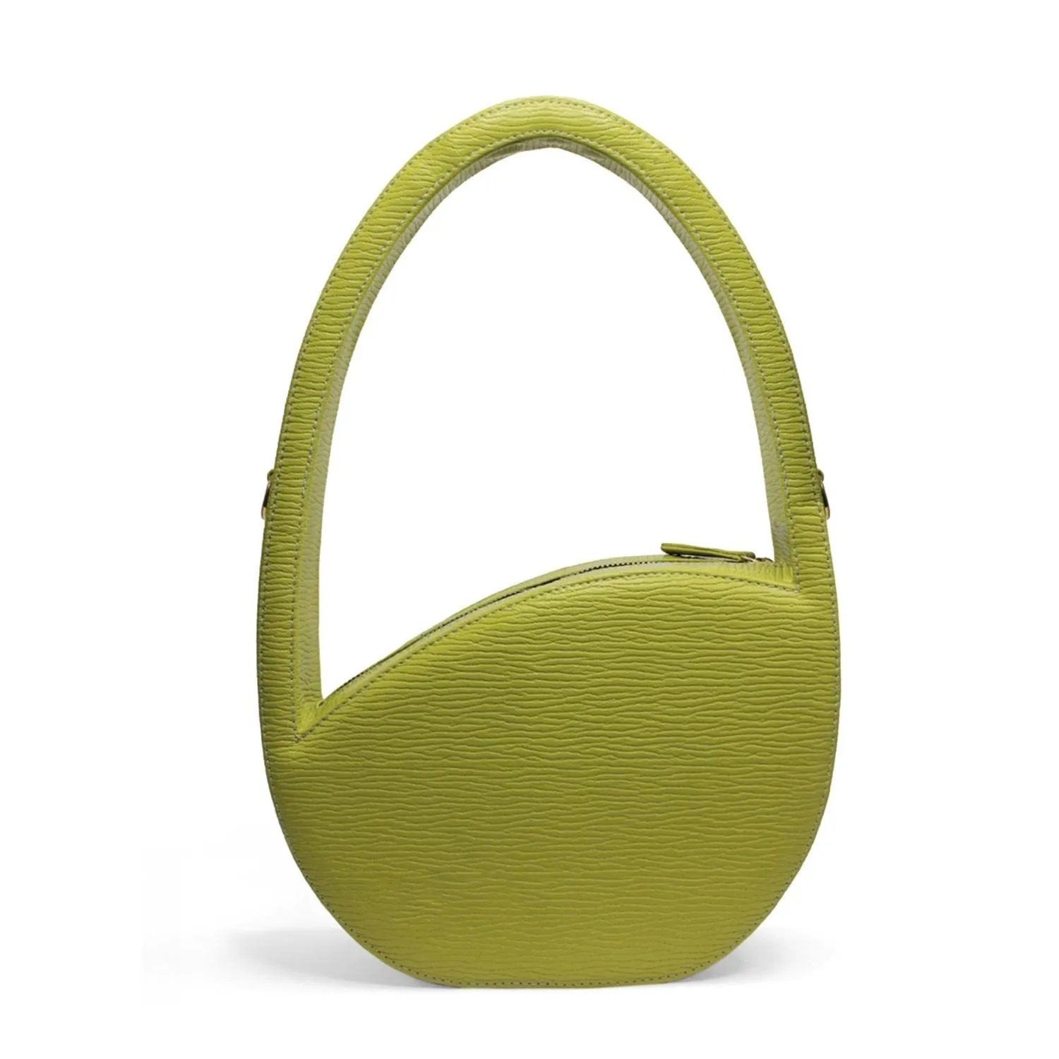 Modern Myth LUNA Lime Green Ribbed Oval Shaped Handbag for Girls & Women