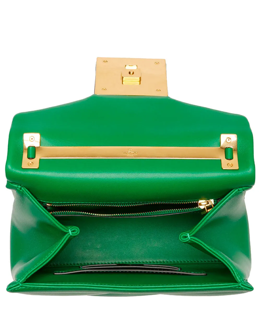 One Stud Leather Top Handle Bag in Green