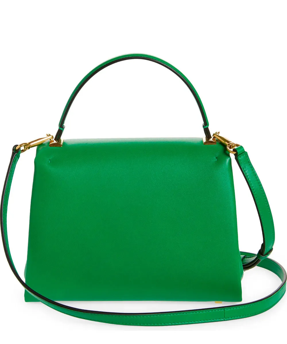 One Stud Leather Top Handle Bag in Green