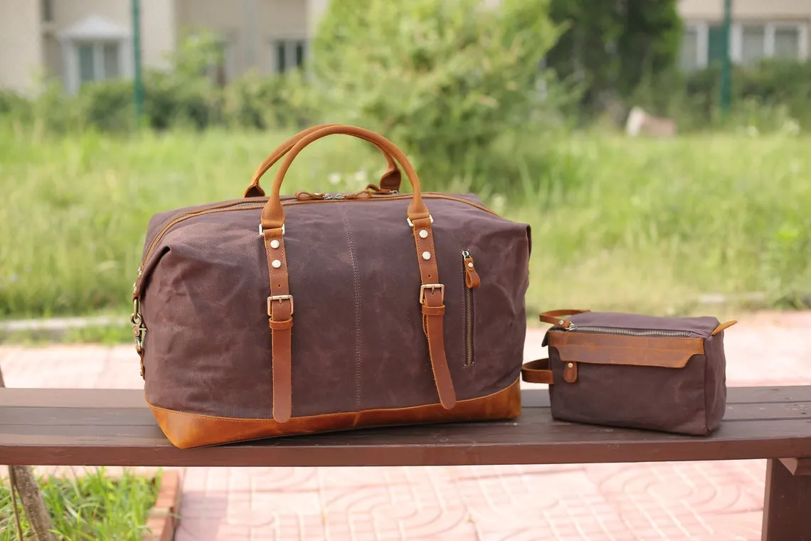 Personalized Men's Duffle and Dopp Kit Pair - 2 Piece Luggage Set - Weekend Set