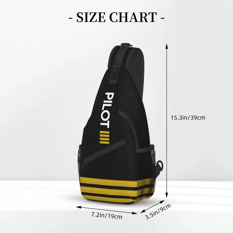 Pilot Captain Stripes Sling Crossbody Chest Bag Men Casual Aviation Airplane Aviator Shoulder Backpack for Travel Cycling