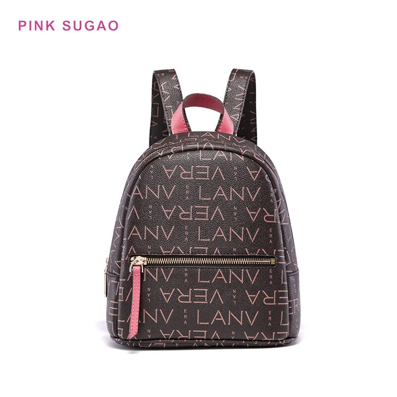 Pink Sugao Leather Backpack laptop bag purse  fashion shoulder bag