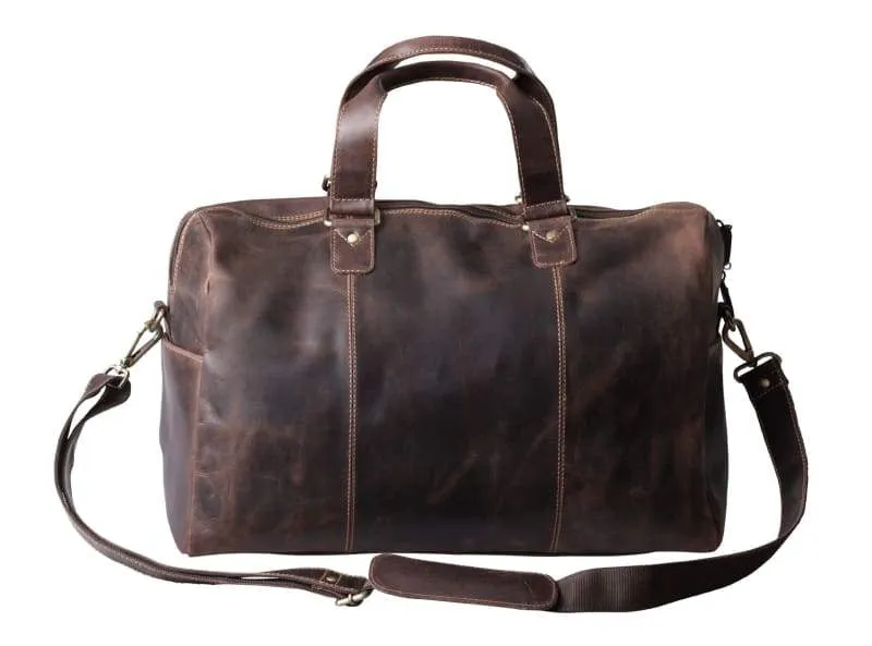 Premium Mens Leather Weekender Duffel Bags for Men with Laptop Storage and Multiple Pockets - Bayfield Bags