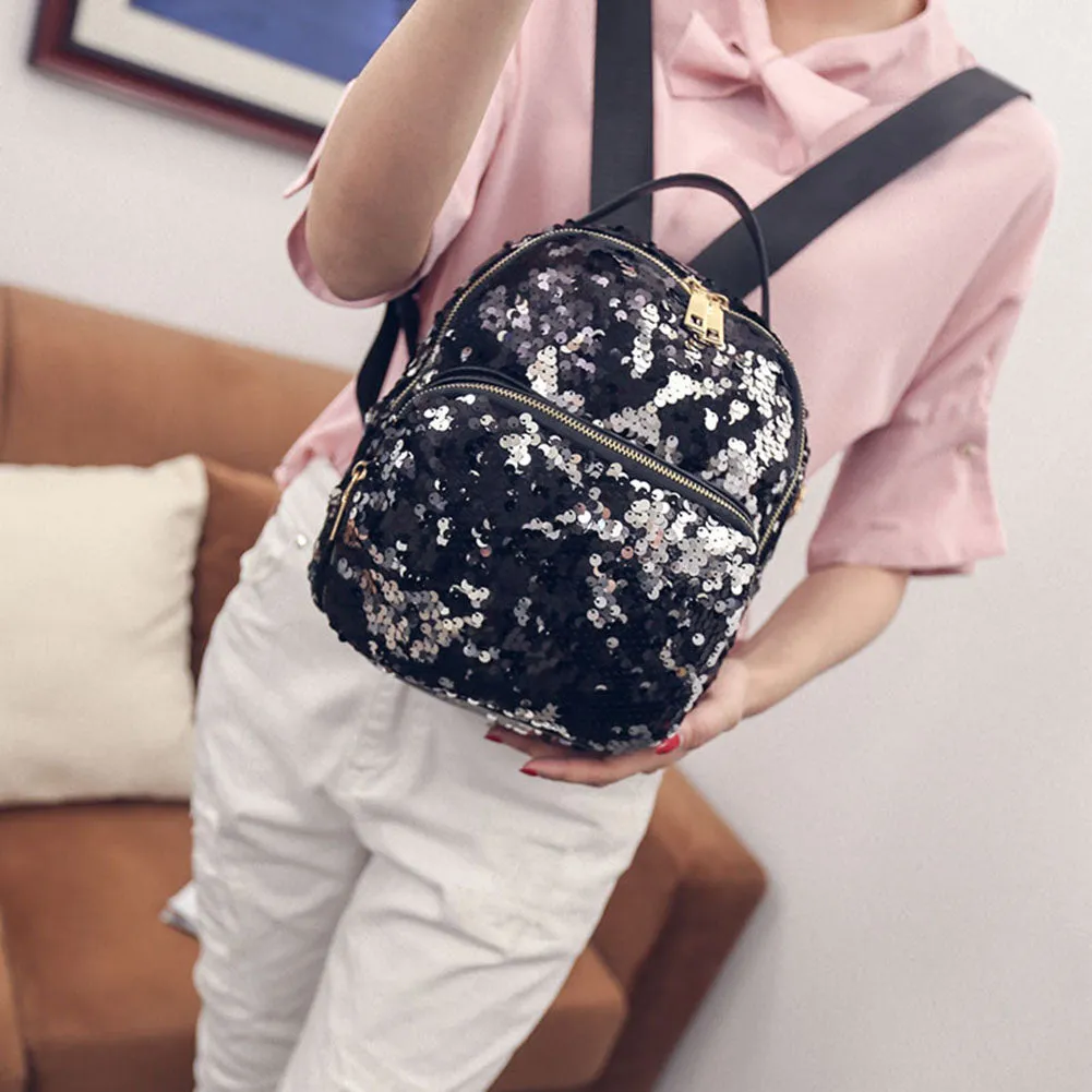 PU Leather Sequins Backpack