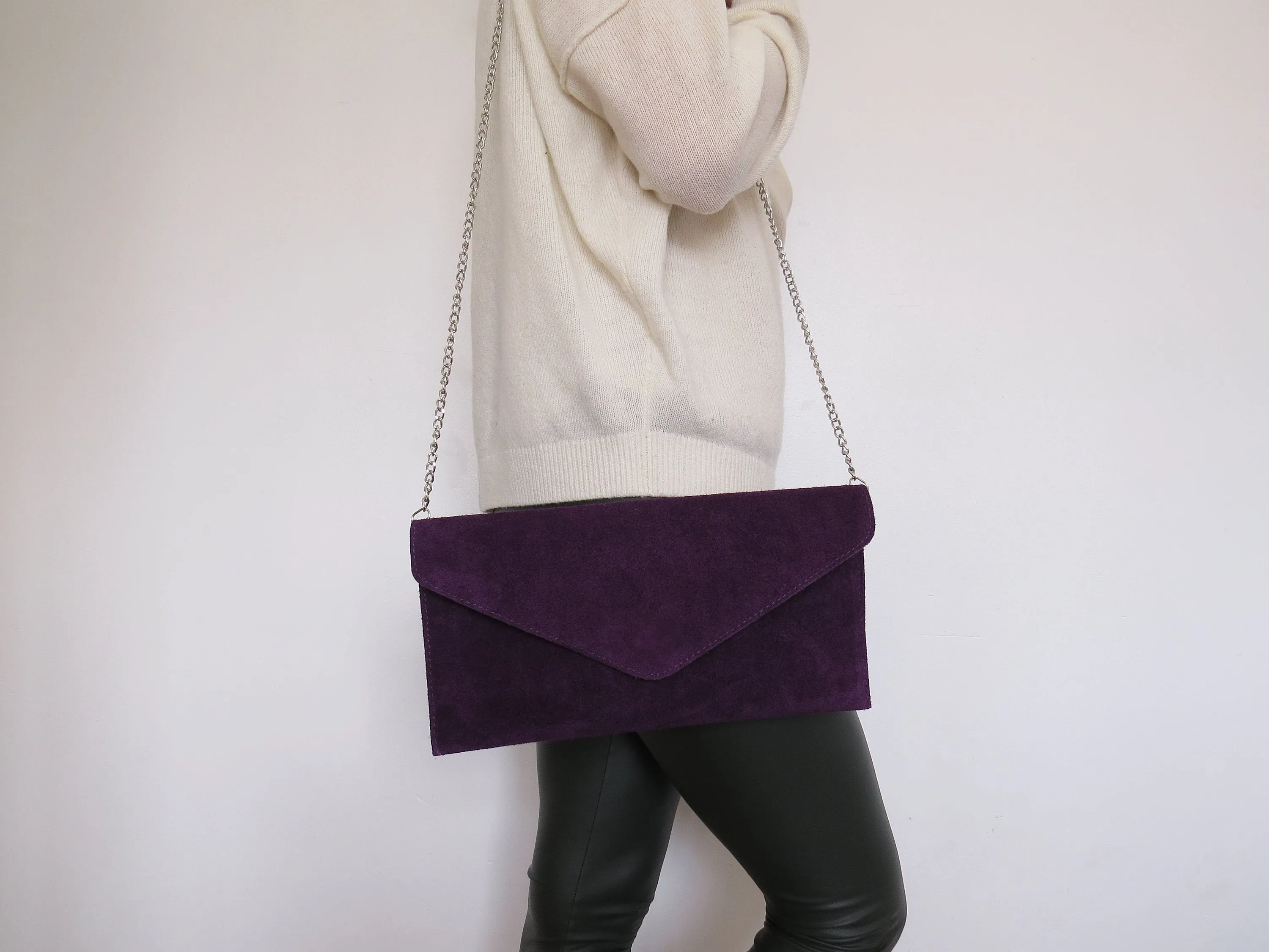 Purple Envelope Clutch Bag