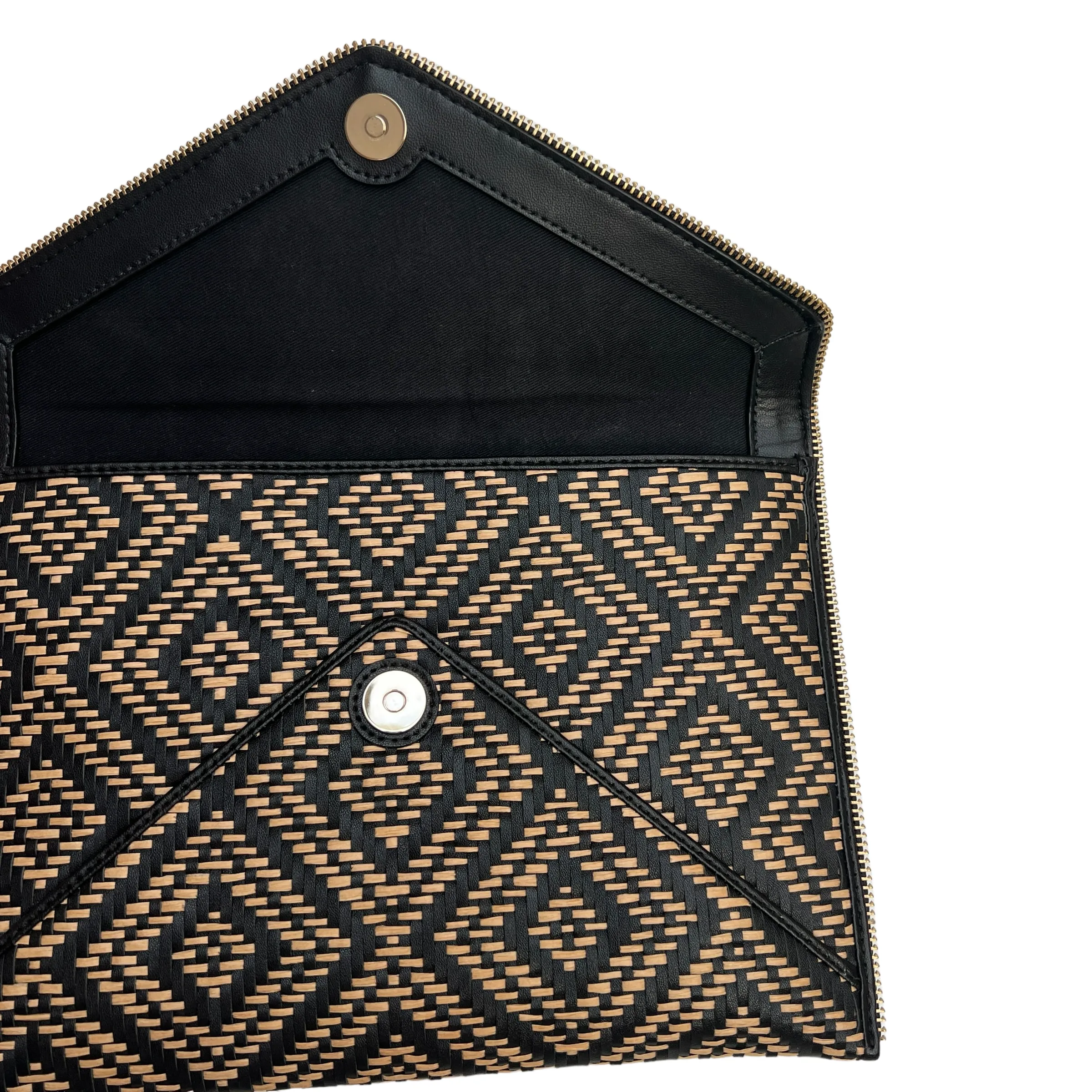 Raffia and Leather Clutch