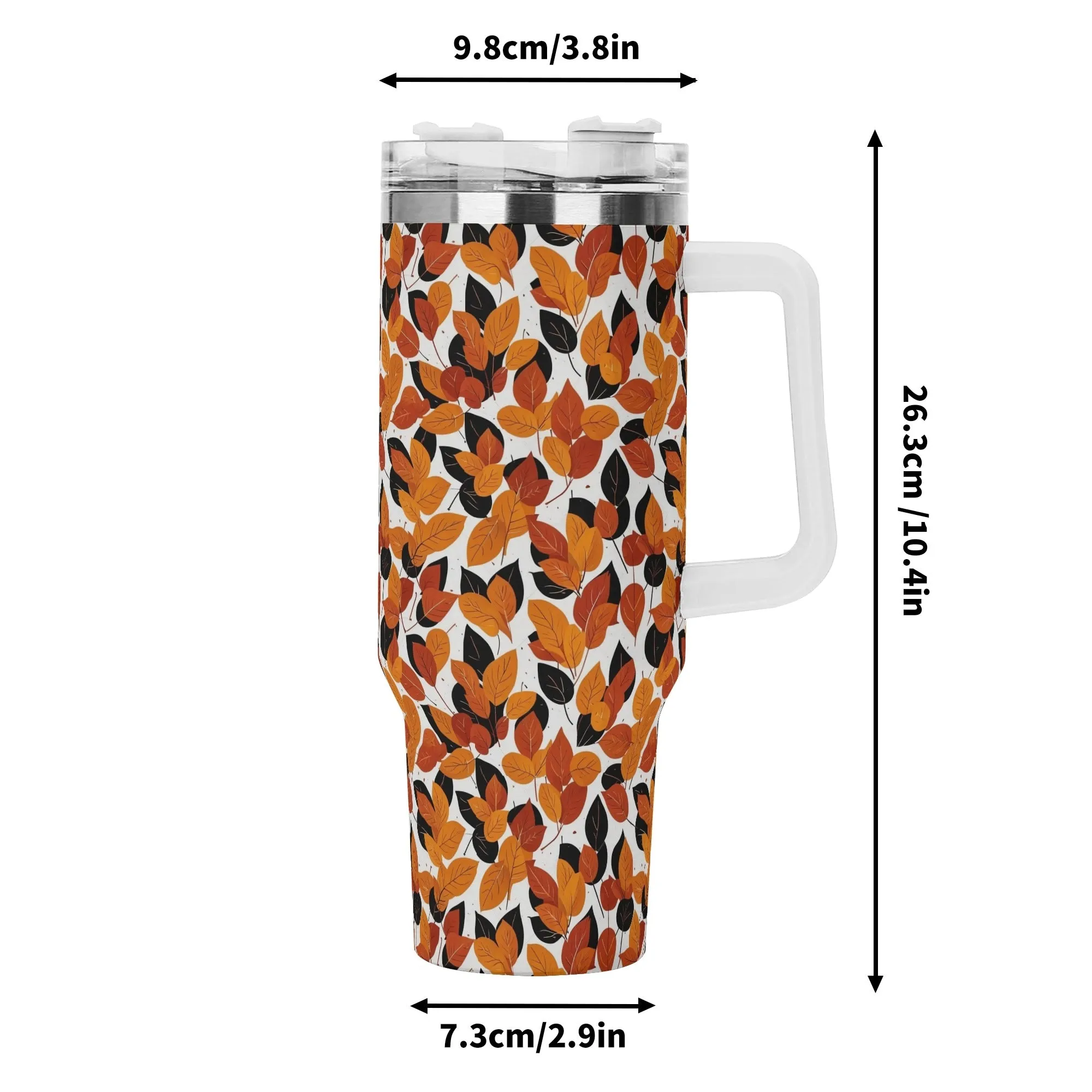 Red Autumn 40oz Stainless Steel Tumbler Gift With White Handle and Straw