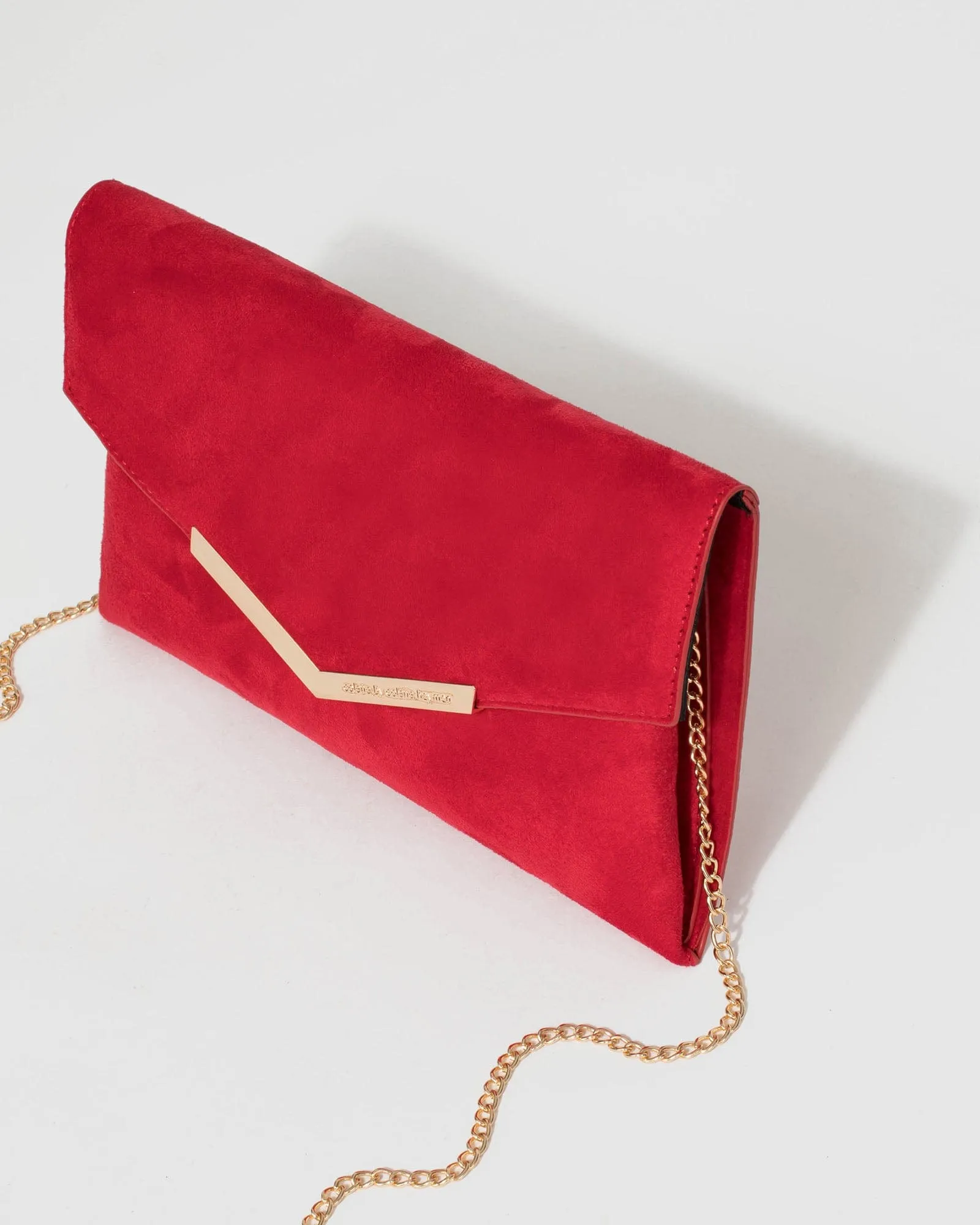 Red Micaela Envelope Clutch Bag