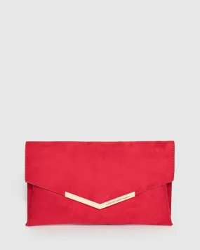 Red Micaela Envelope Clutch Bag