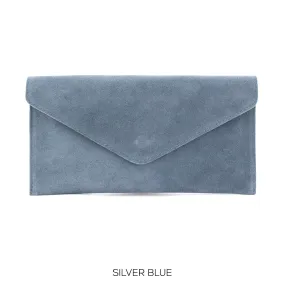 Silver Blue Envelope Clutch Bag