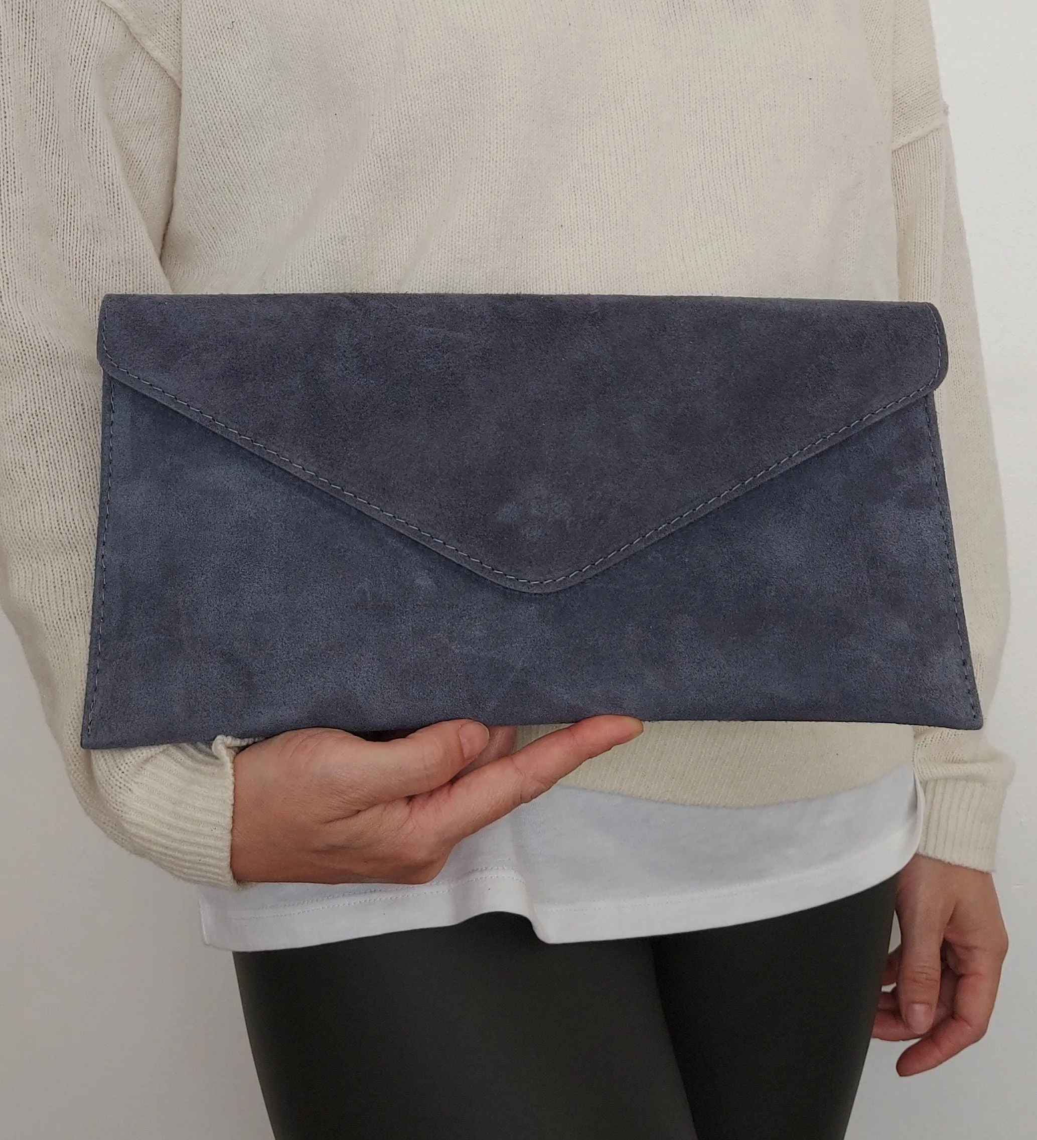 Silver Blue Envelope Clutch Bag