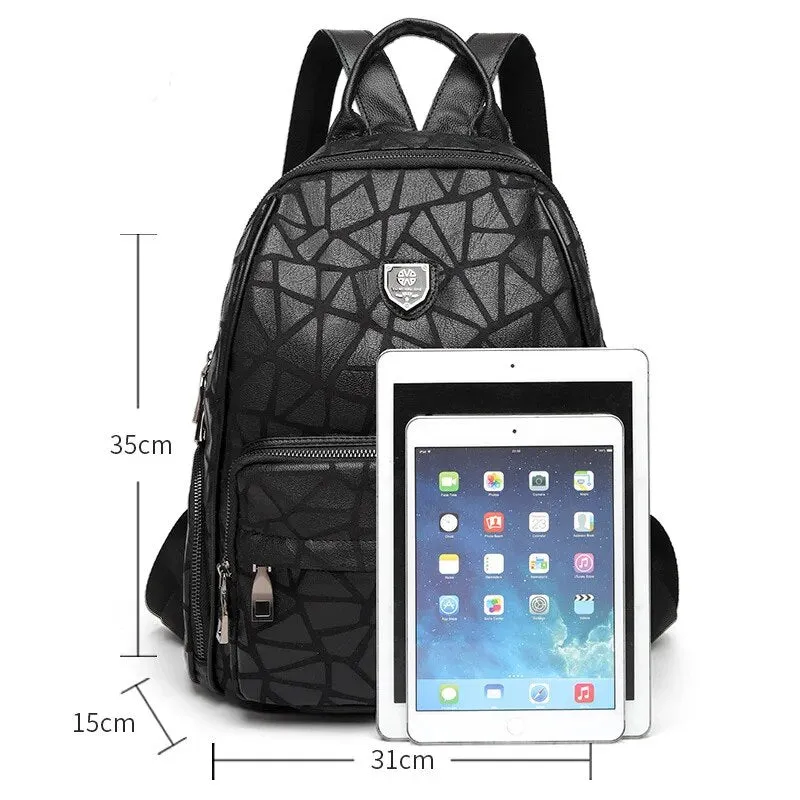 Stone Pattern Leather Backpacks