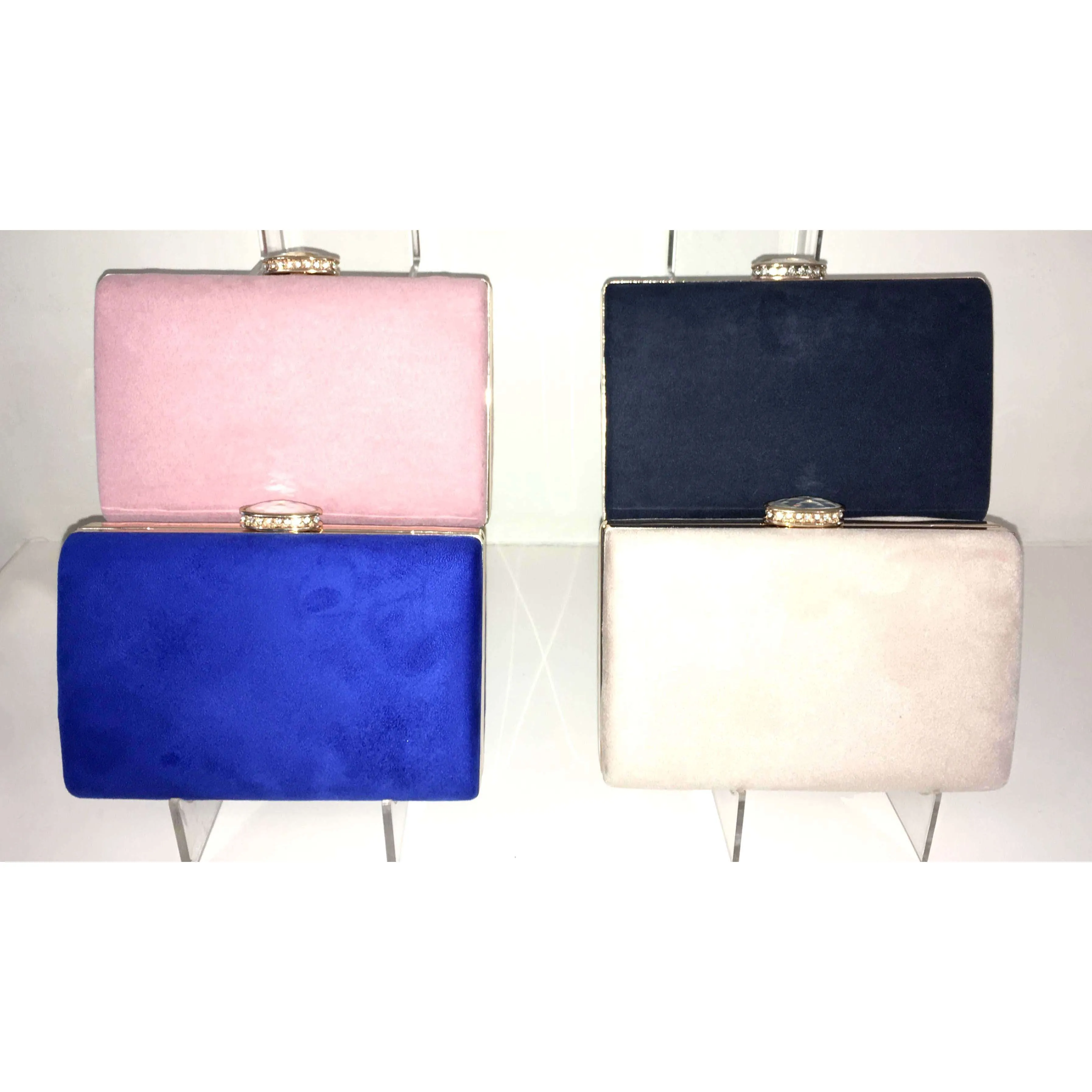 Suede Box Clutch Bags Blush