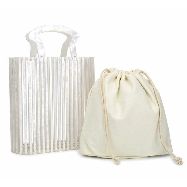 Top handle Acrylic Bucket Bag Hollow Clutch