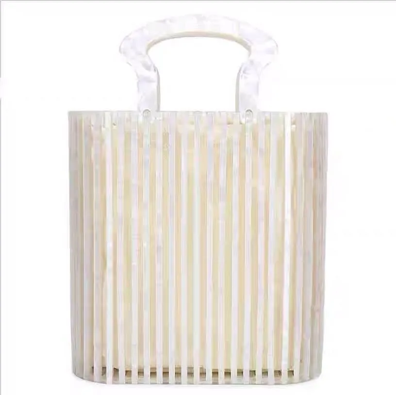 Top handle Acrylic Bucket Bag Hollow Clutch