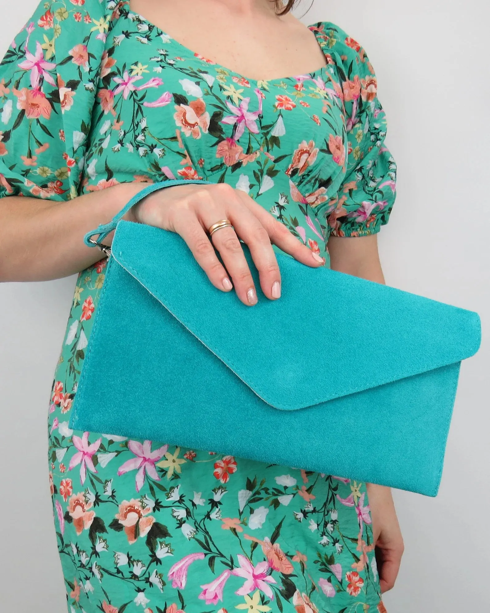 Turquoise Envelope Clutch Bag