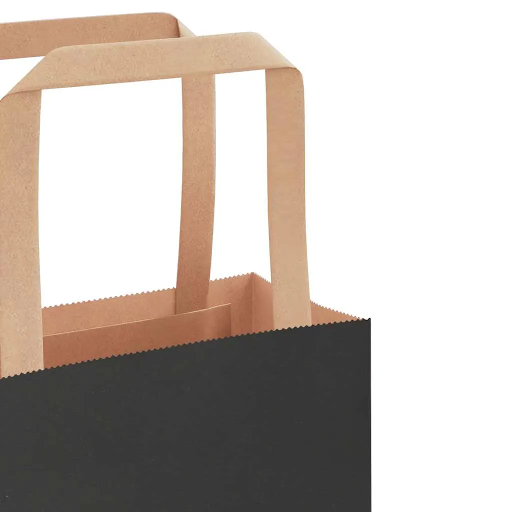 vidaXL Paper Bags 250 pcs with Handles Black 15x8x21 cm