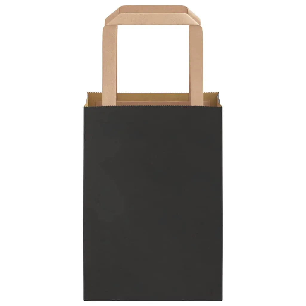 vidaXL Paper Bags 250 pcs with Handles Black 15x8x21 cm