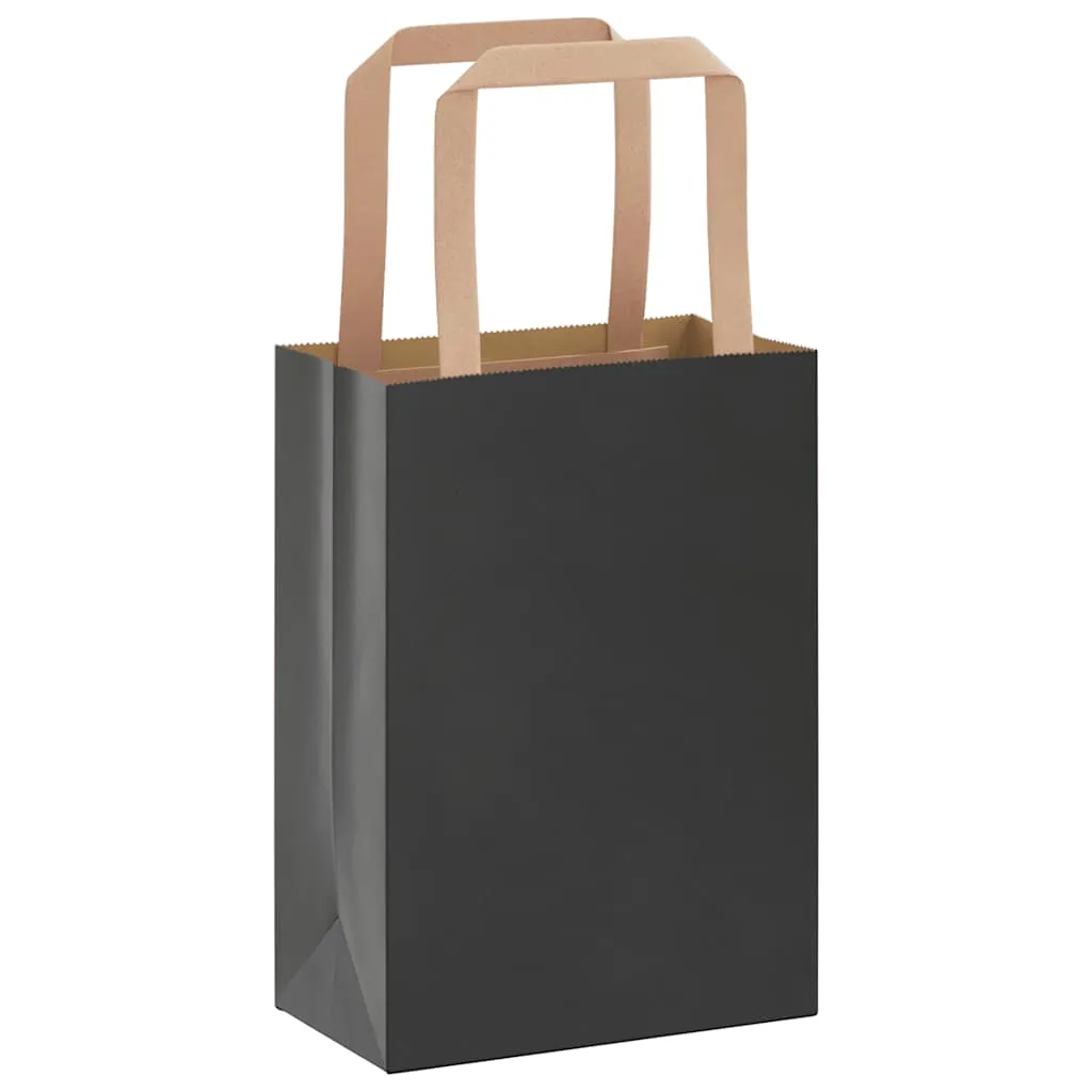 vidaXL Paper Bags 250 pcs with Handles Black 15x8x21 cm