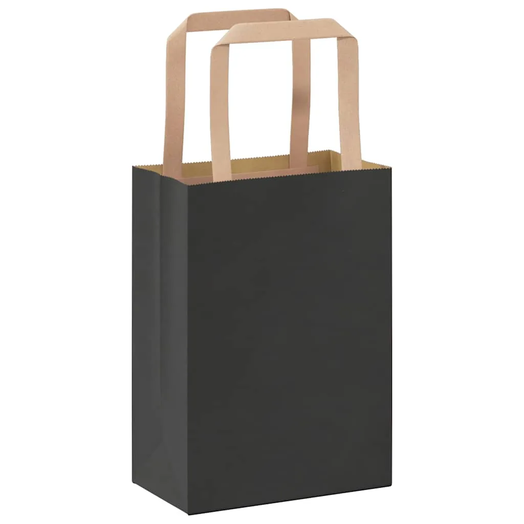 vidaXL Paper Bags 250 pcs with Handles Black 15x8x21 cm