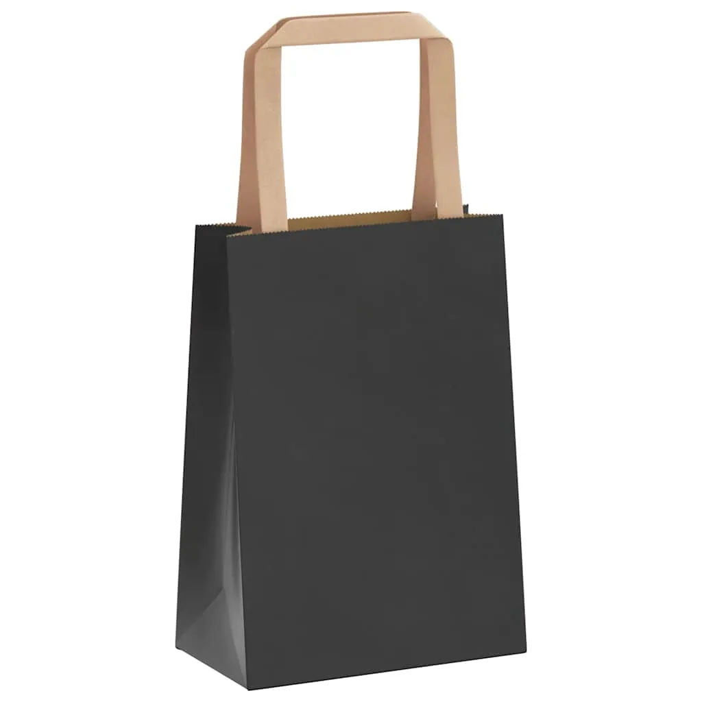 vidaXL Paper Bags 250 pcs with Handles Black 15x8x21 cm