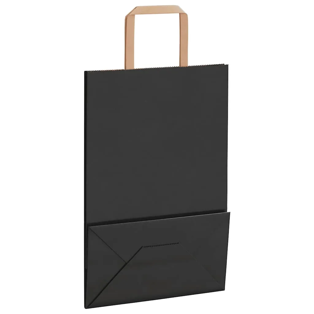 vidaXL Paper Bags 250 pcs with Handles Black 21x11x31 cm