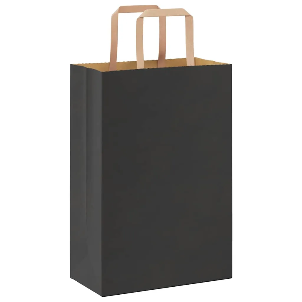 vidaXL Paper Bags 250 pcs with Handles Black 21x11x31 cm