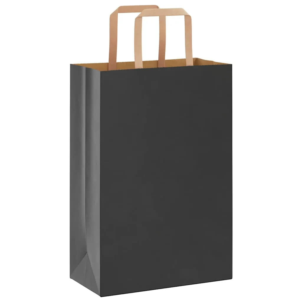 vidaXL Paper Bags 250 pcs with Handles Black 21x11x31 cm