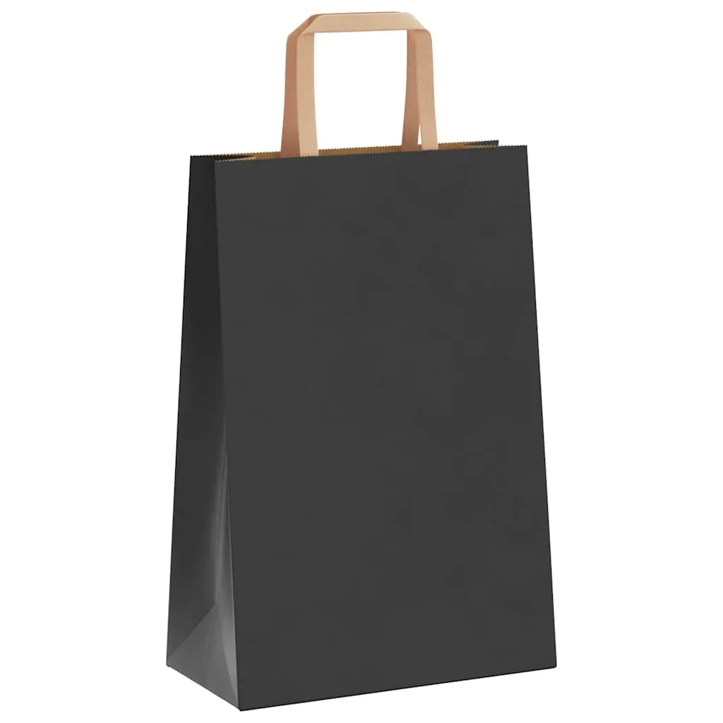 vidaXL Paper Bags 250 pcs with Handles Black 21x11x31 cm