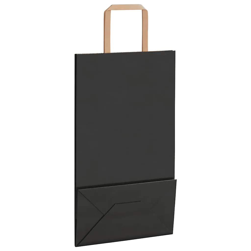 vidaXL Paper Bags 250 pcs with Handles Black 21x11x36 cm