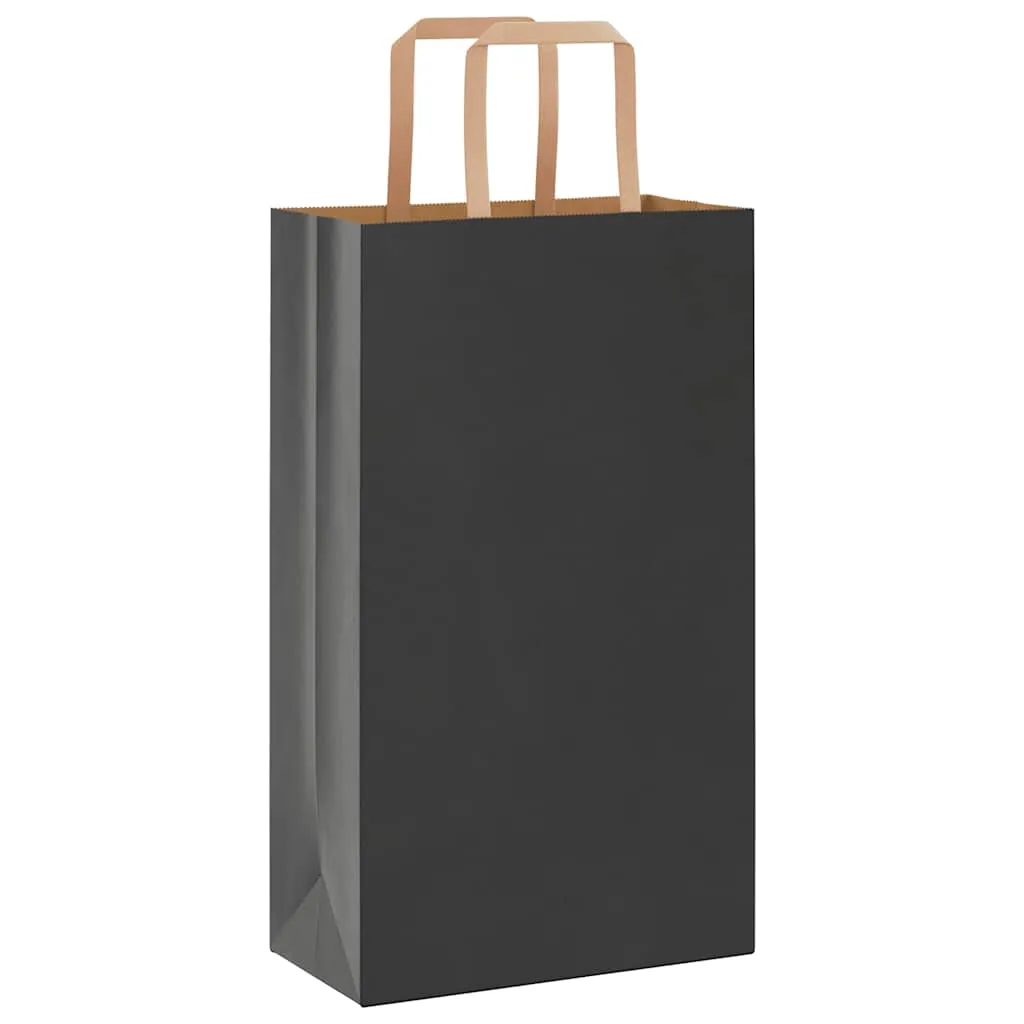 vidaXL Paper Bags 250 pcs with Handles Black 21x11x36 cm