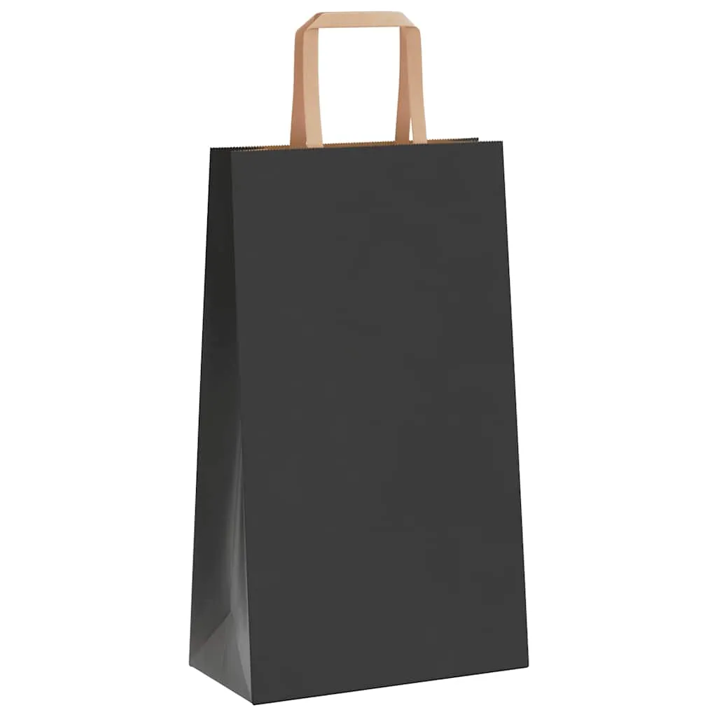 vidaXL Paper Bags 250 pcs with Handles Black 21x11x36 cm