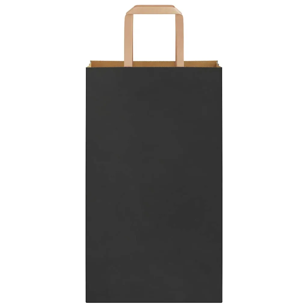 vidaXL Paper Bags 250 pcs with Handles Black 21x11x36 cm