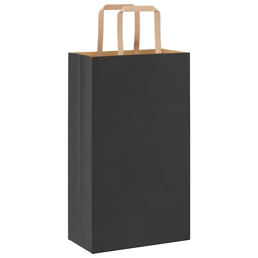 vidaXL Paper Bags 250 pcs with Handles Black 21x11x36 cm