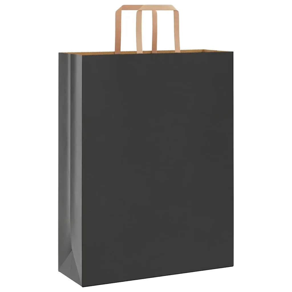 vidaXL Paper Bags 250 pcs with Handles Black 32x12x42 cm