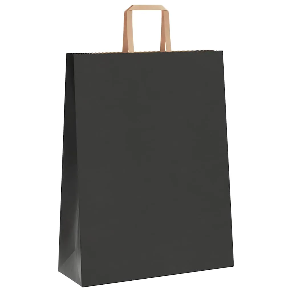 vidaXL Paper Bags 250 pcs with Handles Black 32x12x42 cm