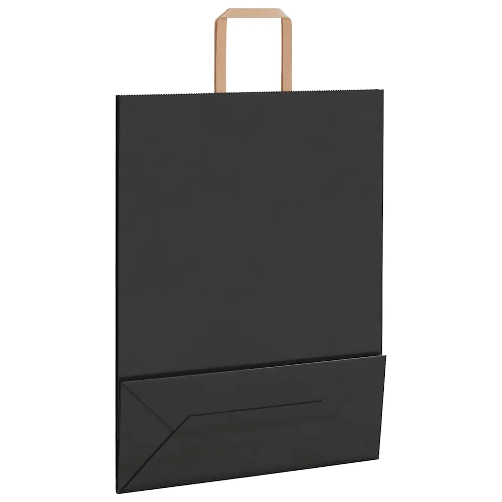 vidaXL Paper Bags 250 pcs with Handles Black 32x12x42 cm