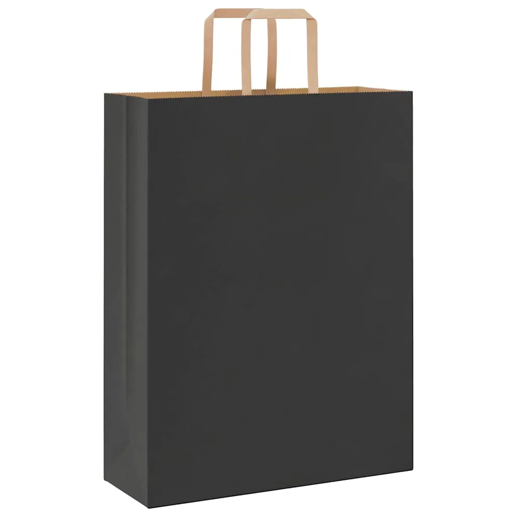 vidaXL Paper Bags 250 pcs with Handles Black 32x12x42 cm