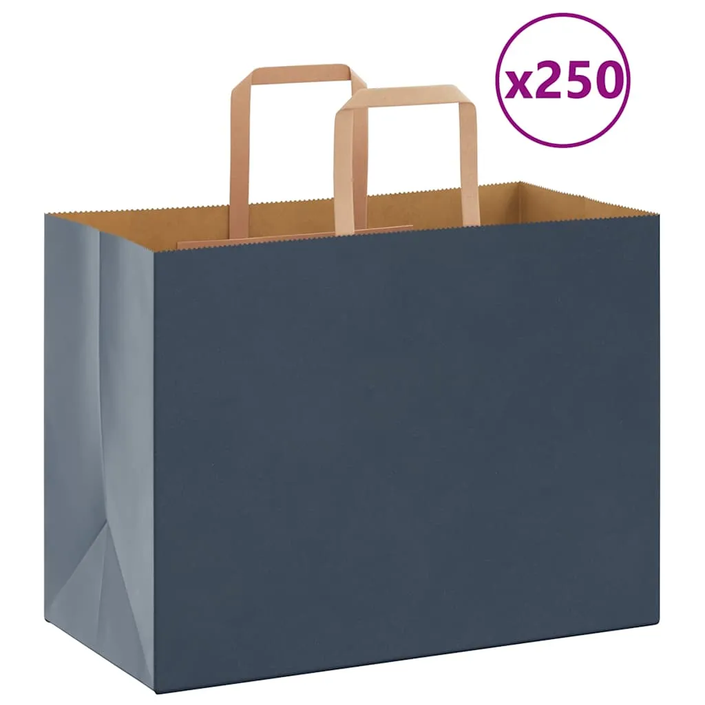 vidaXL Paper Bags 250 pcs with Handles Blue 32x17x25 cm