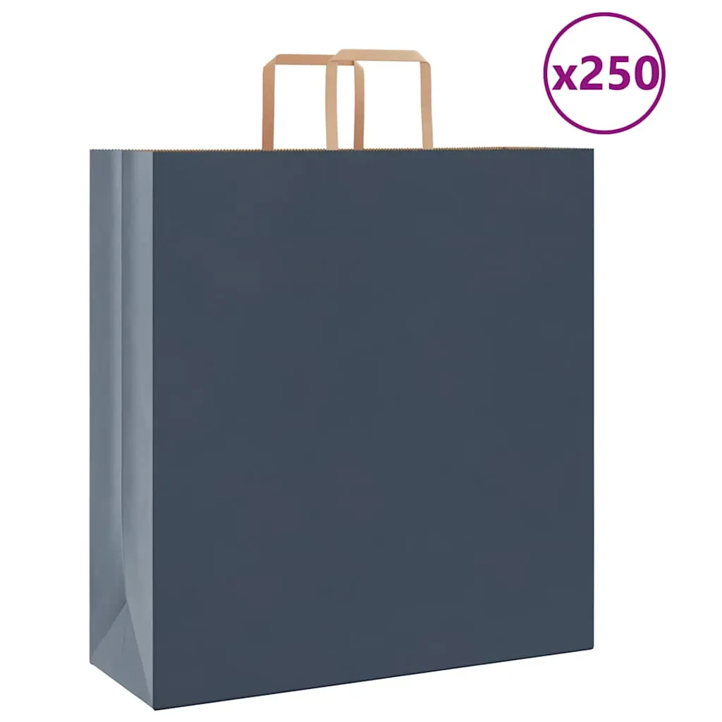 vidaXL Paper Bags 250 pcs with Handles Blue 45x17x48 cm