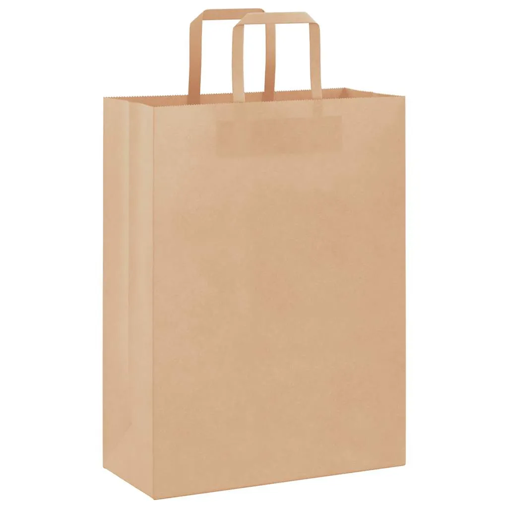 vidaXL Paper Bags 250 pcs with Handles Brown 26x12x35 cm