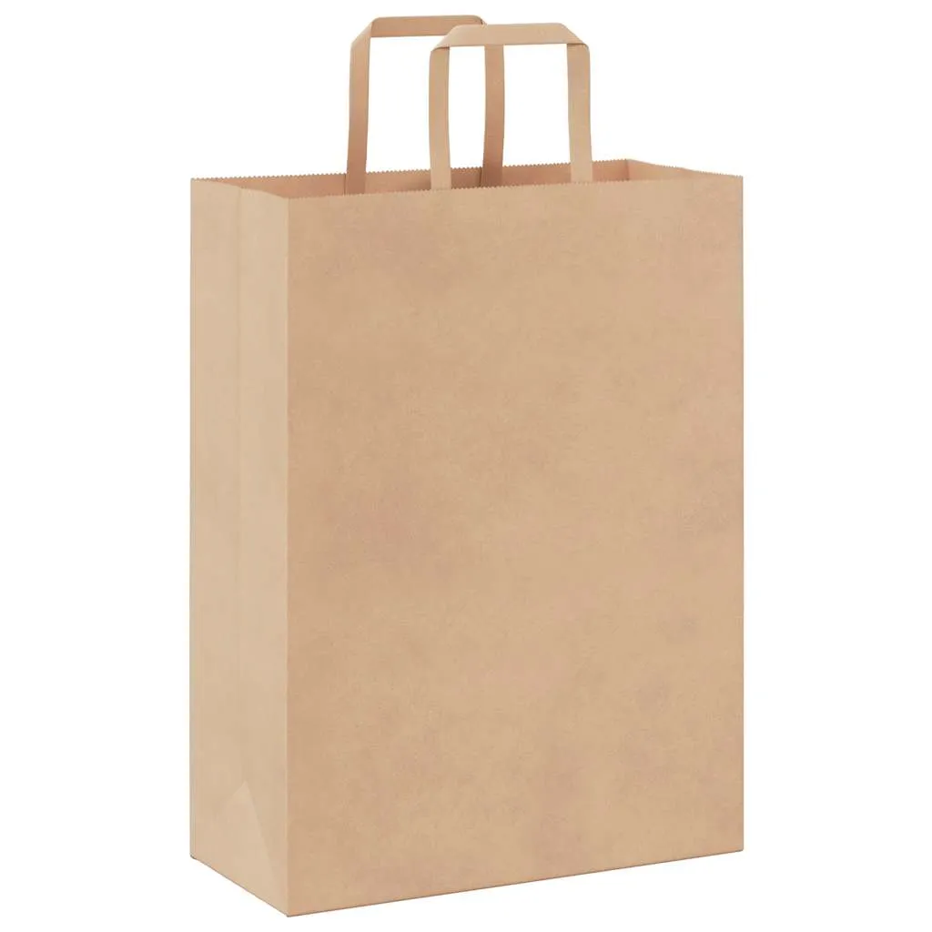 vidaXL Paper Bags 250 pcs with Handles Brown 26x12x35 cm