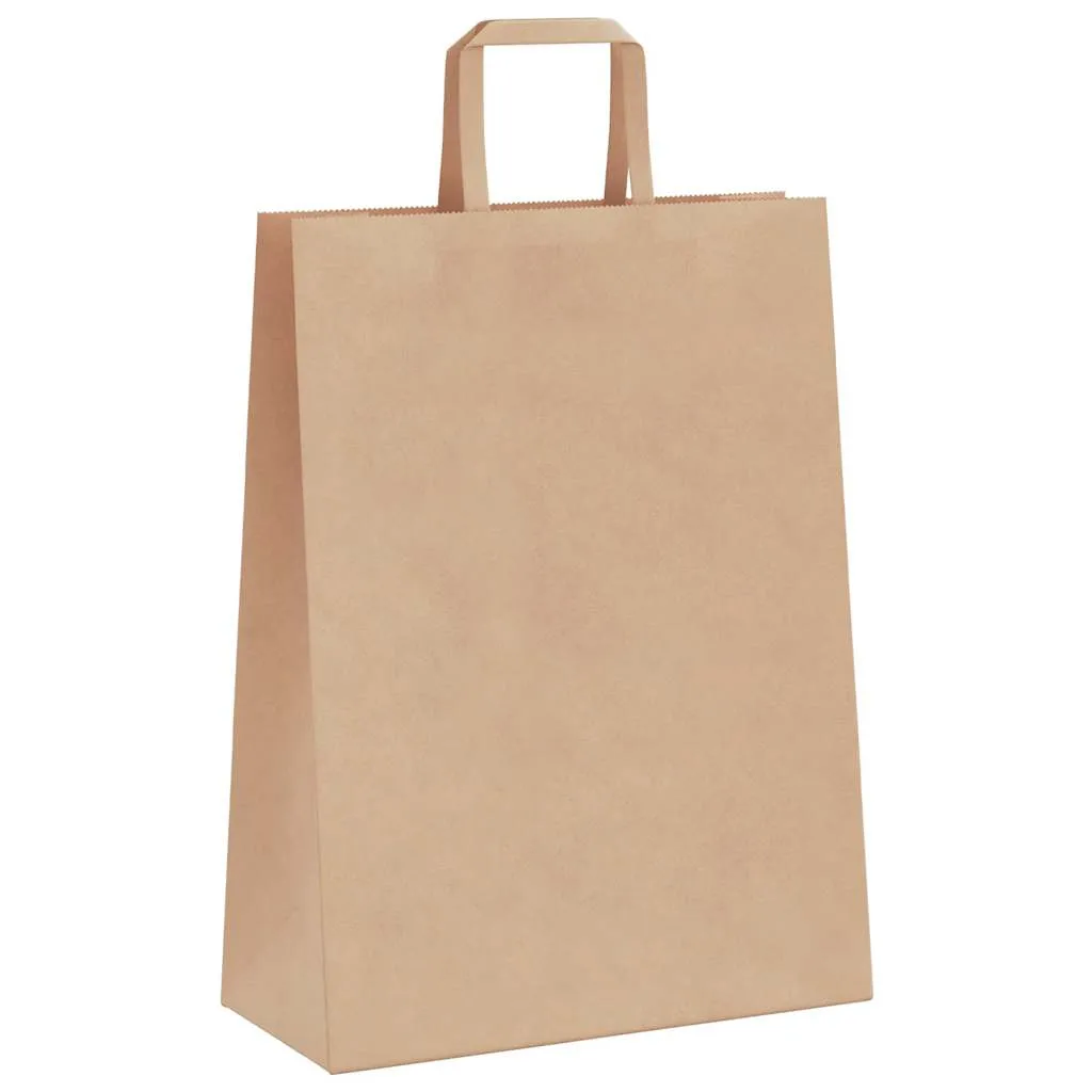 vidaXL Paper Bags 250 pcs with Handles Brown 26x12x35 cm