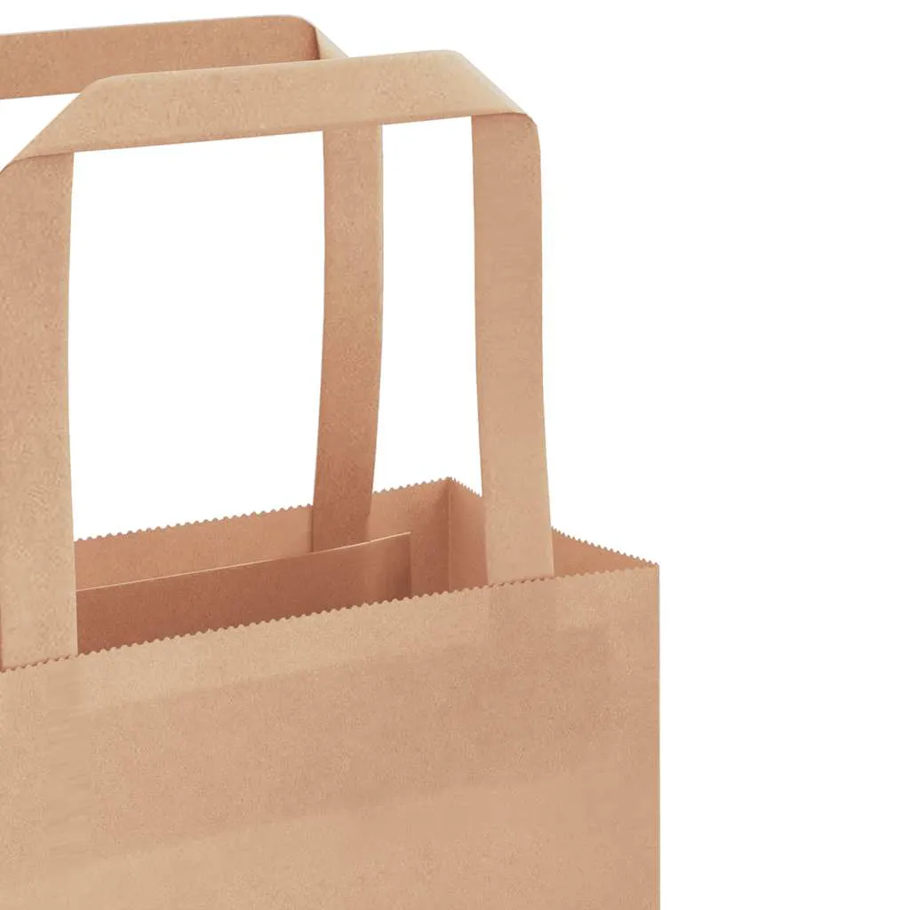 vidaXL Paper Bags 250 pcs with Handles Brown 26x12x35 cm