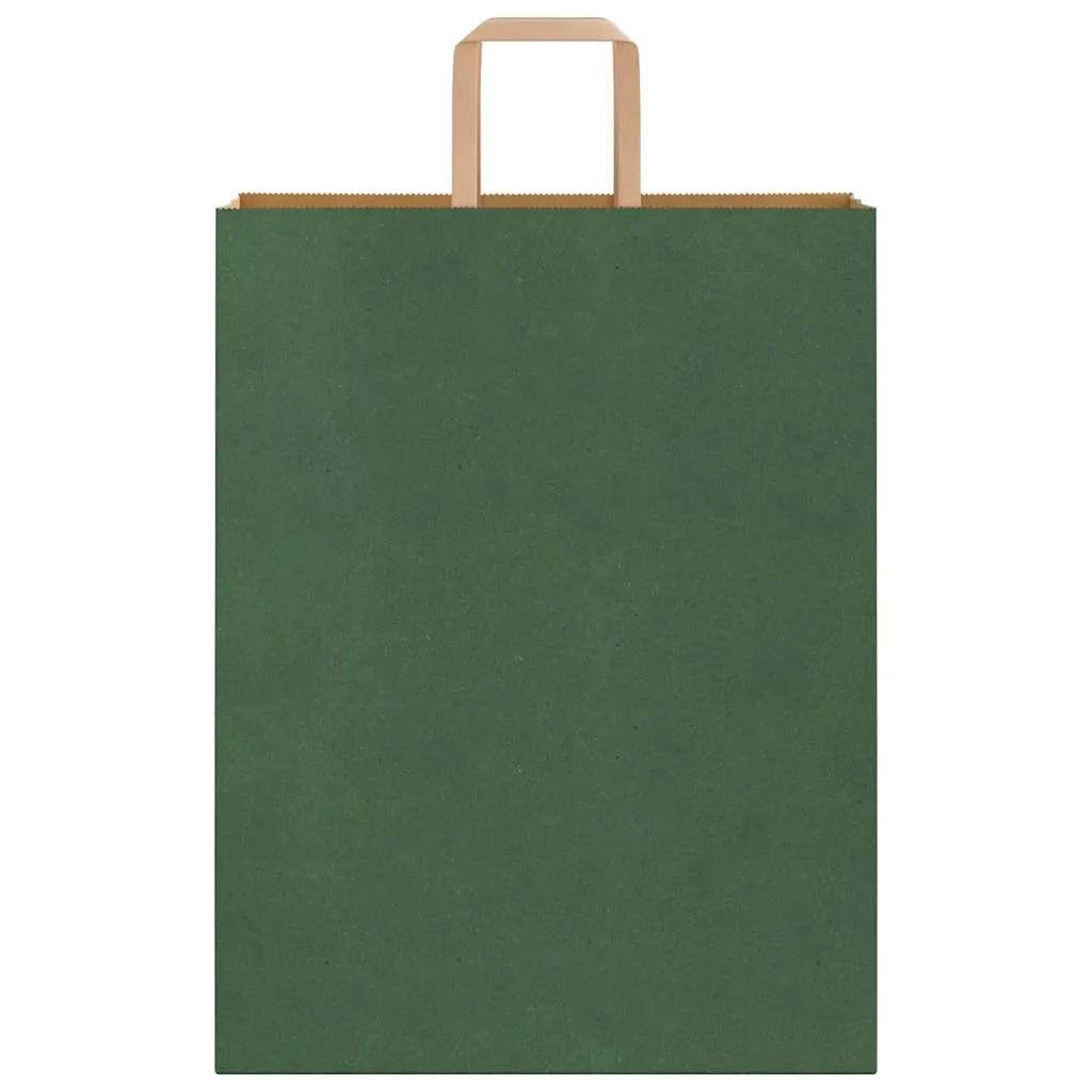 vidaXL Paper Bags 250 pcs with Handles Green 32x12x42 cm