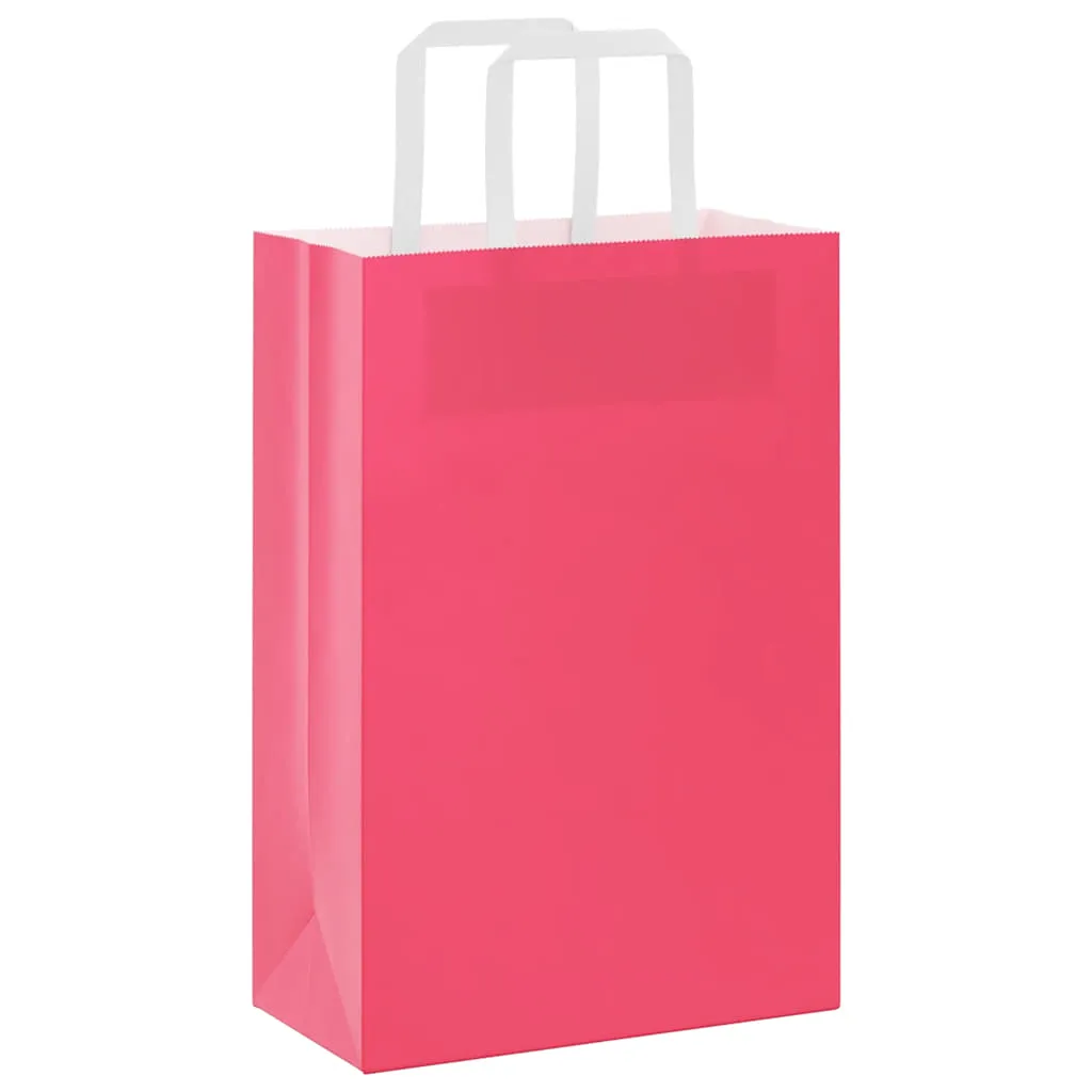 vidaXL Paper Bags 250 pcs with Handles Pink 21x11x31 cm