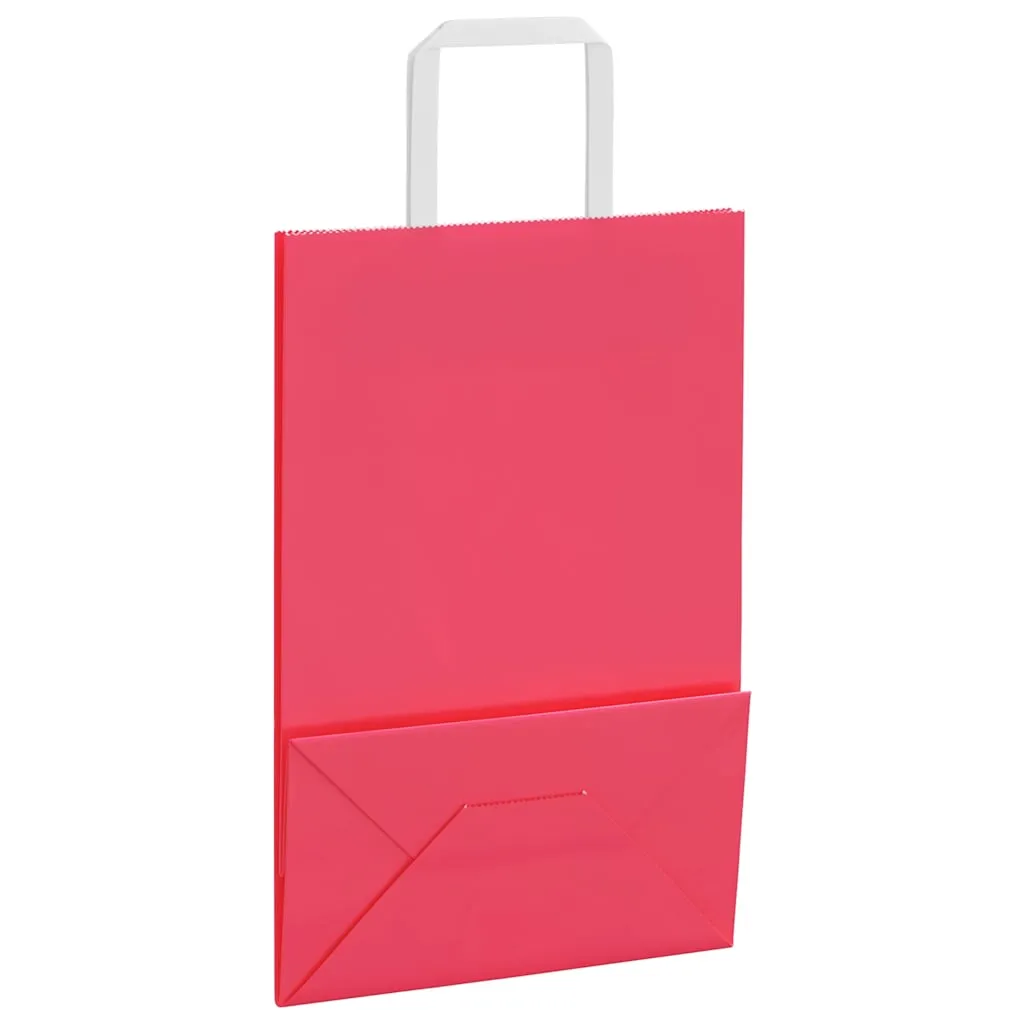 vidaXL Paper Bags 250 pcs with Handles Pink 21x11x31 cm