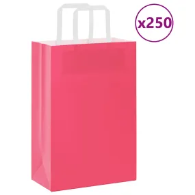 vidaXL Paper Bags 250 pcs with Handles Pink 21x11x31 cm