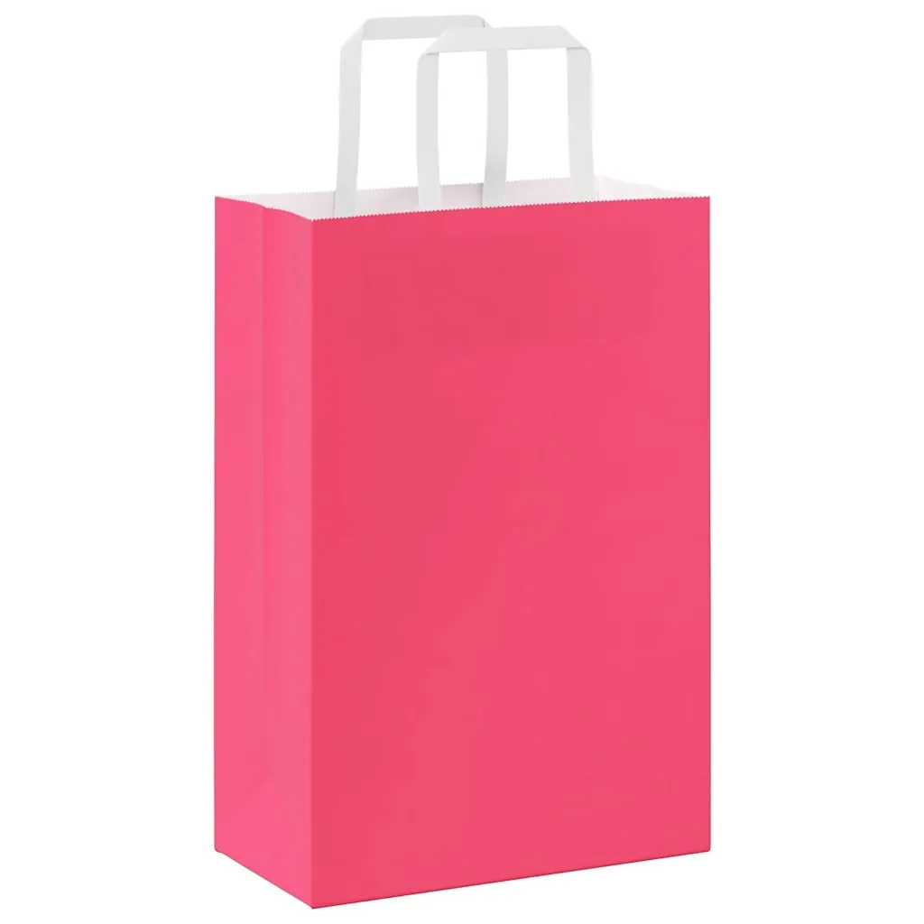 vidaXL Paper Bags 250 pcs with Handles Pink 21x11x31 cm