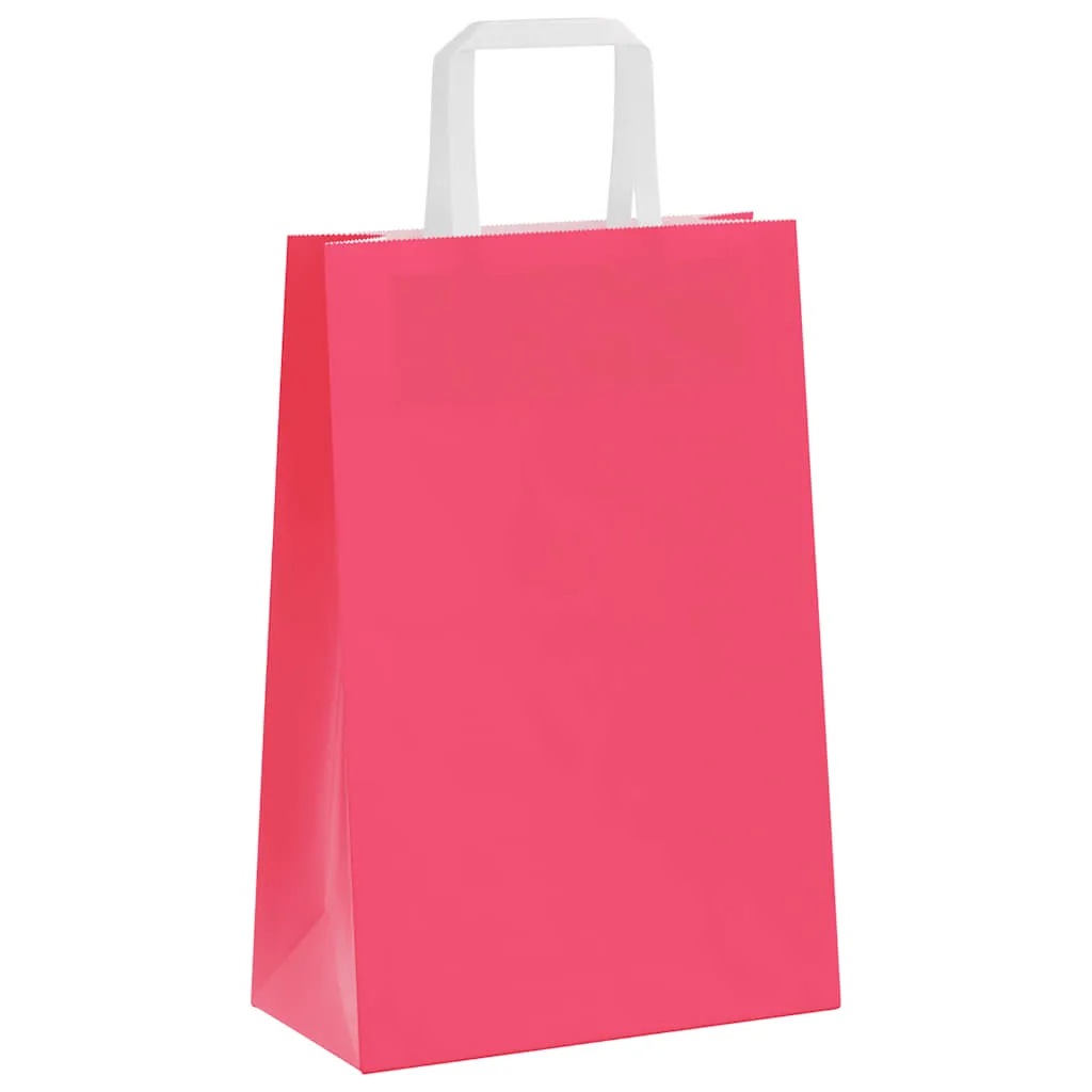 vidaXL Paper Bags 250 pcs with Handles Pink 21x11x31 cm